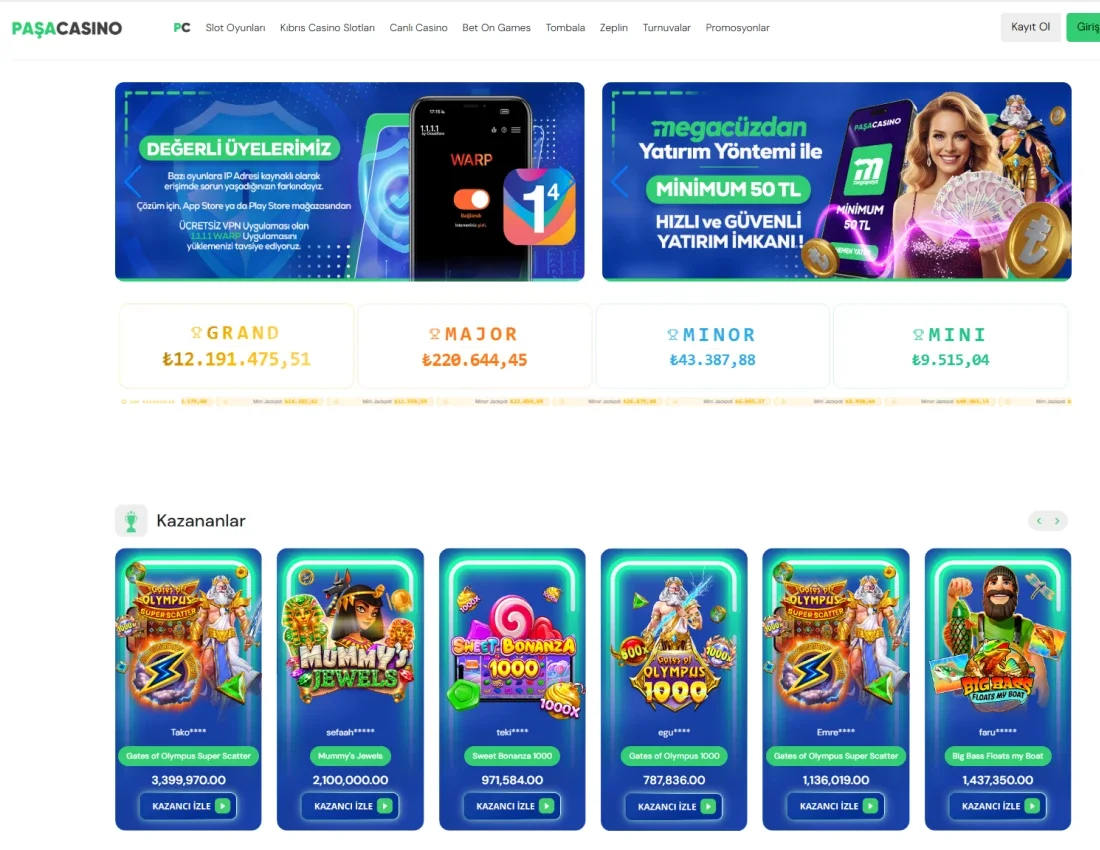Paşa Casino ekran görüntüsü